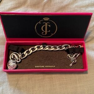 Juicy Couture Silver Charm Bracelet with Heart Pendant